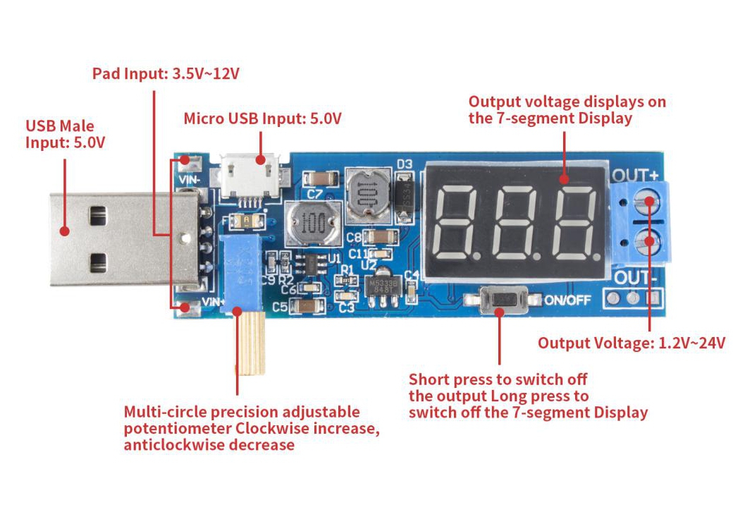 USB Step Up/Down Power Regulator Module