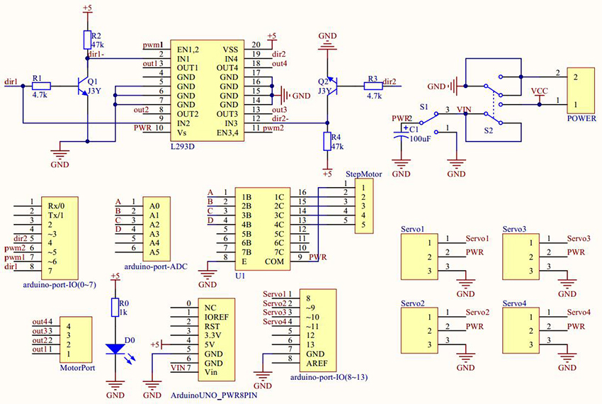 l293d motor driver circuit diagram with a